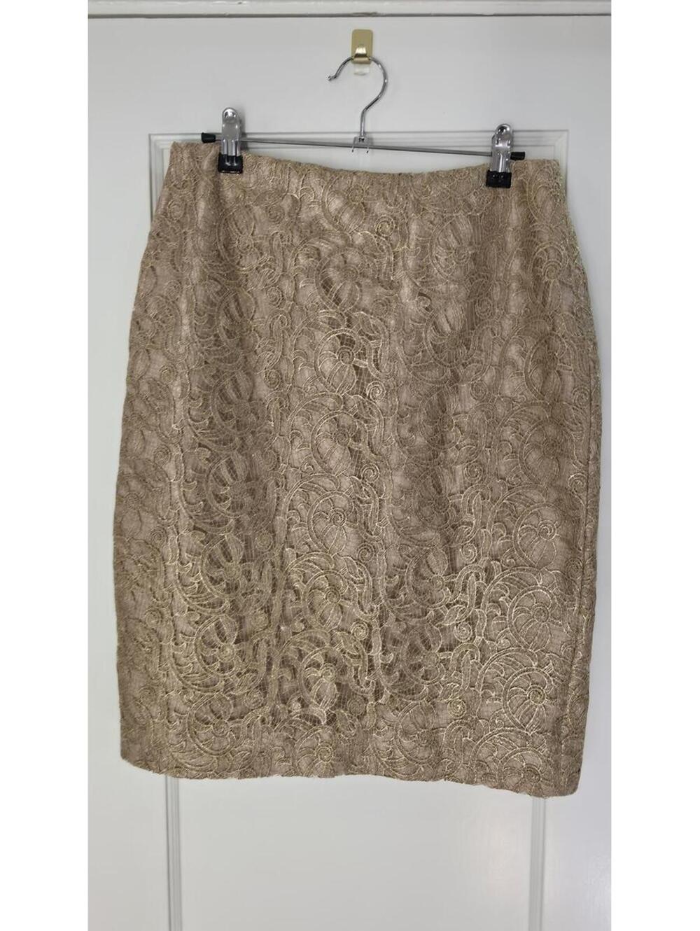 Kay Unger New York Gold Lace Knee-Length Skirt Size 8